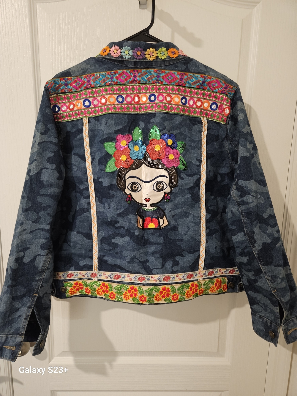 Frida Khalo Women Embellished Denim Jacket
